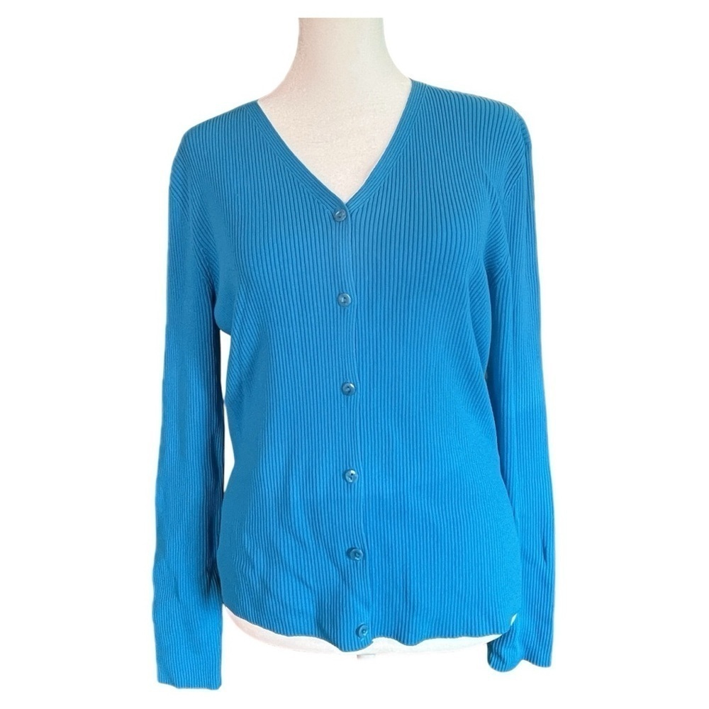 Venini Women’a Aqua Blue Six Button Cardigan Size Medium